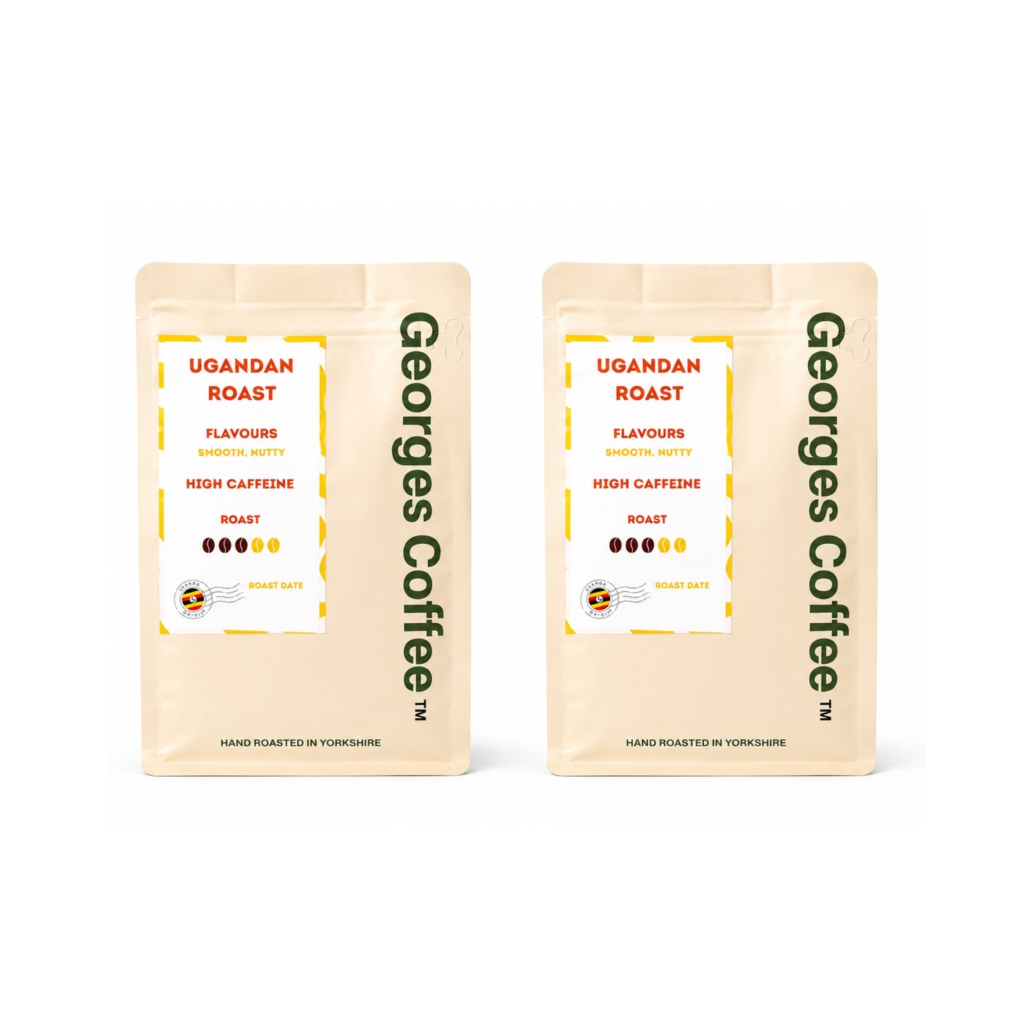 Georges Coffee *DUO Pack* - Ugandan - Medium Roast - Hand Roasted To Order - Smooth, Nutty