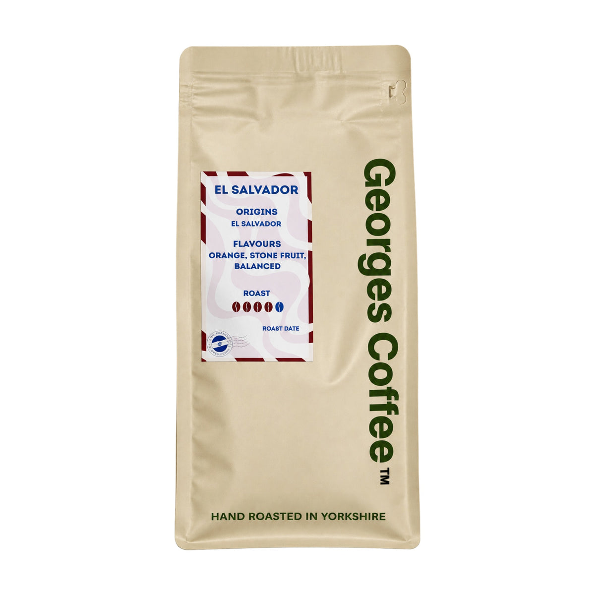 Georges Coffee El Salvador dark roast coffee beans 1kg bag, single origin Arabica, hand roasted in Yorkshire