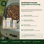 Georges Coffee small batch roasting, roast date printed on every bag of speciality coffee beans